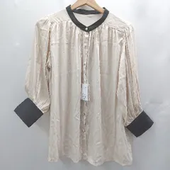 ◇ Φ◎●未使用●Θ NICE CLAUP 替えボタン付属 シアー素材 長袖 ブラウス カットソー サイズ F ベージュ系 レディース E  【1502030047813】