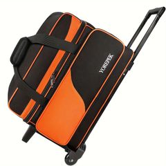ボウリング バッグ ボール キャリー 車輪 2つ収納 シューズ ハンドル ブラック オレンジ シンプル 大容量 自立 かばん 仕切り クッション