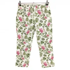 【超美品】アディダス 半端丈パンツ 白×グリーン 花柄  レディース S/P ゴルフウェア adidas