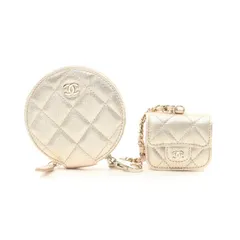 シャネル CHANEL コインケース マトラッセ AirPodsケース シャンパンゴールド レザー マトラッセ バックチャーム レディース 未使用