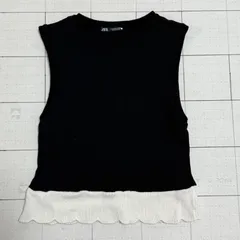 ハ2506-10-4678 ザラ　ZARA  ノースリーブサマーニット　黒　M