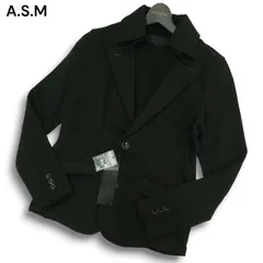 【新品 未使用】 A.S.M アトリエサブ メン 通年 スウェット カジュアル アンコン ジャケット Sz.M　メンズ 黒 ASMのサムネイル