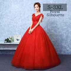 ウェディングドレス レッド 赤 ノースリーブ Vネック 大きいサイズ 小さいサイズ 袖なし 結婚式 パーティー S S M L XL LL 2XL XXL 3XL ロング 花嫁 エレガント 紐タイプXXXL  Aライン チュール 二次会 ドレス