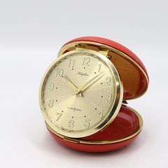 未使用保管品】リズム 2石 手巻きトラベルクロック 昭和レトロ 日本製