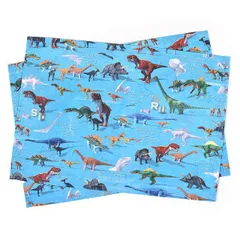 COLORFUL CANDY STYLE 新品  ランチョンマット 25cm×35cm 撥水ノーアイロン 2枚セット 恐竜ワールド 子供用 ナフキン 幼稚園 ランチクロス テーブル クロス 給食 ランチマット 入園準備 小学生 小学校