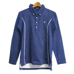 ルコックスポルティフ ポロシャツ トップス 長袖 ボーダー柄 ゴルフウエア メンズ Lサイズ ブルー le coq sportif 【中古】