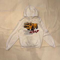 80s 90s　usa　hanes　パーカー　スウェット　短丈　カレッジ　アート　【T-389】