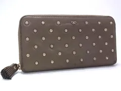 ANYA HINDMARCH アニヤハインドマーチ レザー リボン スタッズ ラウンドファスナー 長財布 ウォレット 小銭入れ グレージュ系 DK3022のサムネイル