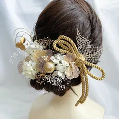 ★和装ヘアアレンジに大人気のセット★成人式/卒業式/七五三/結婚式　水引き/金箔　ヘッドドレス　プリザーブドフラワー