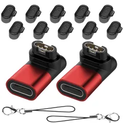 【特価セール】Type-C対応 + 防塵プラグ 充電ポート用（10個）TPU素材 Garmin変換マイクロ Seltureone【新登場】【2+10セット】Garmin(ガーミン)用変換アダプター（2個）L型 Venu 3 / Approach s70 / Fのサムネイル