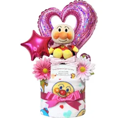 KanonBabys おむつケーキ 女の子 アンパンマン 出産祝い 2段 Sサイズ 8101 [ご出産祝い・新生児用にオススメおむつサイズＳ]