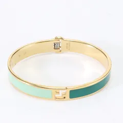 美品 フェンディ FF ロゴ バングル ゴールド × グリーン サイズ S ブレスレット アクセサリー レディース EHM 1205-H99【中古】のサムネイル