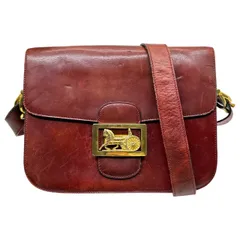 CELINE(セリーヌ) Vintage carriage metal leather shoulder bag ヴィンテージ 馬車金具 レザー ショルダー バッグ ボルドー OLD オールド 金 本革