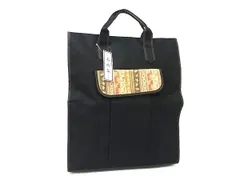 ■新品■未使用■ 川島織物 着物バッグ ナイロンキャンバス ハンドバッグ トートバッグ レディース ブラック系×ブラウン系 DF2118