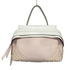 TOD'S(トッズ) ハンドバッグ ウェーブ(トッズ) ライトピンク×白 バイカラー レザー