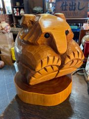 木彫りの熊 どんころ熊 特大サイズ　木彫熊 北海道 民芸品 古物 古道具