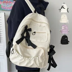 リュックサック 大容量 レディース 韓国リボン付き バックパック 肩掛けバッグ 内ポケット付き 可愛い おしゃれ お出かけ 学生カバン アウトドア 女の子バッグ デイバッグ A4 韓国ファッション