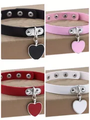 Punkスタイルの レザー チョーカーペンダント ハート形 調整可能 説明欄を！ 【超人気】レディース　黒　ハート　チョーカー　首輪　ゴシック　韓国　ハロウィン４色！