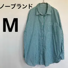 s173 ノーブランド 長袖 シャツ 緑，白 M