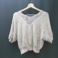 ◇ COCO DEAL ラウンドネック モコモコ シースルー 半袖 ニット サイズ② ベージュ レディース E  【1310130023732】