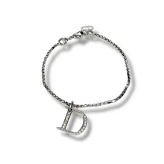 クリスチャンディオール　Christian Dior ラインストーン　 Dロゴ　ブレスレット　シルバー金具　SV ヴィンテージ