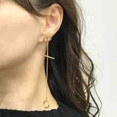 Swing Chain Round真鍮Brassチタン芯ピアス【ete212】