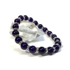 アメジスト パワーストーン ブレスレット 8mm 2月誕生石 （シルバー）メンズ・レディース　男性・女性　数珠ブレス　開運 [21]