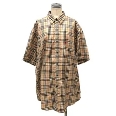 BURBERRY LONDON バーバリー ロンドン 半袖シャツ チェック Lサイズ コットン ベージュ メンズ aq12029