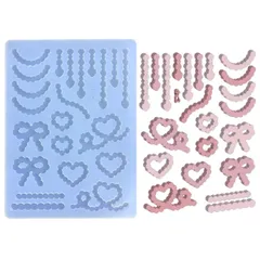 【特売】シリコンモールド デコパーツ ハート リボン もこもこ コンフェッティ トレカケース トレカデコ デコレーション レジン 飾り物 エポキシ 樹脂 UVレジン アクセサリー 装飾 ハンドメイド 手作り プレゼント 手芸品 抜き型