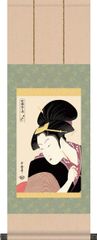 掛け軸-深く忍恋／喜多川 歌麿[飾りスタンド付き]G2-015S