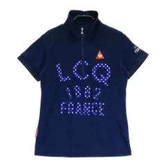 サイズ：M LE COQ GOLF ルコックゴルフ  ハーフジップ 半袖Tシャツ ロゴ刺繍  ネイビー系 [240101447272] ゴルフウェア レディース ストスト