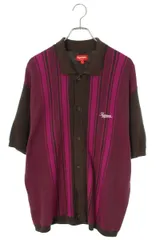 シュプリーム 22SS Stripe Button Up Polo ストライプニット半袖シャツ