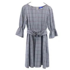 ブルーレーベルクレストブリッジ 三陽商会 七分袖 チェック柄 ワンピース 36 グレー系 BLUE LABEL CRESTBRIDGE レディース 【中古】  【230303】