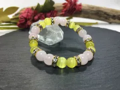 ローズクォーツ&キャッツアイ（イエロー） パワーストーン ブレスレット （ゴールド）レディース 女性  数珠ブレス 開運 プレゼント ギフト [G]