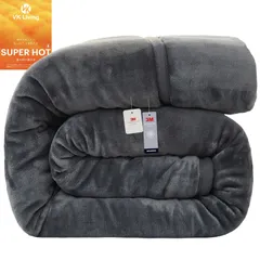 Mensu シンサレート 毛布 シングル 【宇宙服調温中綿・シンサレート全面使用】【SUPER HOT】 五層構造 厚手 1.8KG 襟付き 2枚合わせ 掛け毛布 冬用 フランネル 洗える 保温 静電気防止 ダークグレー 140×200cm
