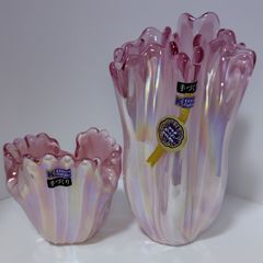 KURATA CRAFT GLASS （クリタクラフトグラス）ボヘミアンクリスタルガラス花瓶 ペアセット