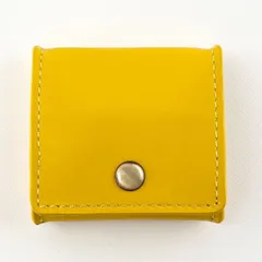 新品 未使用 小銭入れ 本革 コインケース イエロー 黄色 コンパクト シンプル ボタン式 メンズ レディース ビジネス お洒落 高級本革 大容量