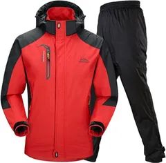 BENQUE(ベンケ) アウトドア ジャケット レインスーツ 上下セット 登山服 雨具 カッパ レインコート レインウェア( 6.レッド (防水レインパンツ),  L)