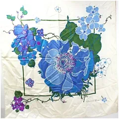 クリスチャン ディオール スカーフ アイボリー 花柄 中古 Bランク