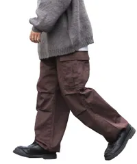 M_タイプA：ブラウン [ウィゴー] 男女兼用 カーゴパンツ ワイド カーゴ ゆったり パンツ 服 ストリート カジュアル ボトムス ズボン ワイドパンツ アウトドア 作業着 韓国 春 夏 秋 冬 ロングパンツ ギフト プレゼント メンズ M タイプA ブラウ
