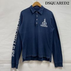 DSQUARED2 ディースクエアード ポロシャツ 長袖 ロングスリーブ ポロシャツ ラガー ヴィンテージ加工 ダメージ