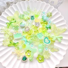 G-4 デコパーツ まとめ売り 70g グリーン 緑 推し活 ホイップデコ レジン ビーズ カボション