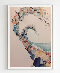 サーフィン 水彩画 アート27✖️24アクリル作品