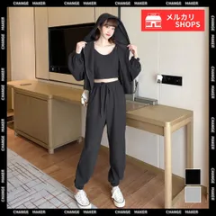 【送料無料】スウェット 3点セット レディース 韓国 おしゃれ ジャージ セットアップ フード付き リラックスウェア 上下セット ジップアップ パーカーセット 部屋着 春秋 ジョギング カジュアル 運動服 ルームウェア 新品 未使用 CH86XANYT-018