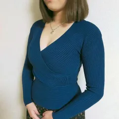大人気！カシュクール クロス　 腕が長く見えウエストを締まる　リブニット