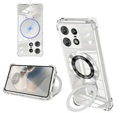 【数量限定】MOTO EDGE 50 Pro / 50S Pro ケース クリア MagSafe対応 リング付き 縦横両対応 アジャスタブルスタンド 四角エアクッション 耐衝撃 スマホ ケース モトローラエッジ50 Pro カバー 衝撃吸収ポケット内蔵 TPUのサムネイル