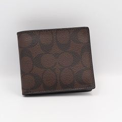 COACH 二つ折り財布 シグネチャー ダークブラウン - メルカリ