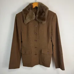 COMME CA DU MODE コムサデモード ウールジャケット ファー付け襟 レディース 日本製 ブラウン 古着