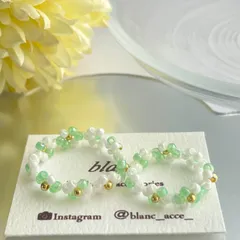 N o7＊韓国風ビーズリングペアセット＊ミント