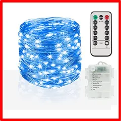 【匿名配送】ブルー PackageQuantity: 1 vviho LEDイルミネーションライト クリスマスライト 100球 10m 電池式 リモコン付 8パ